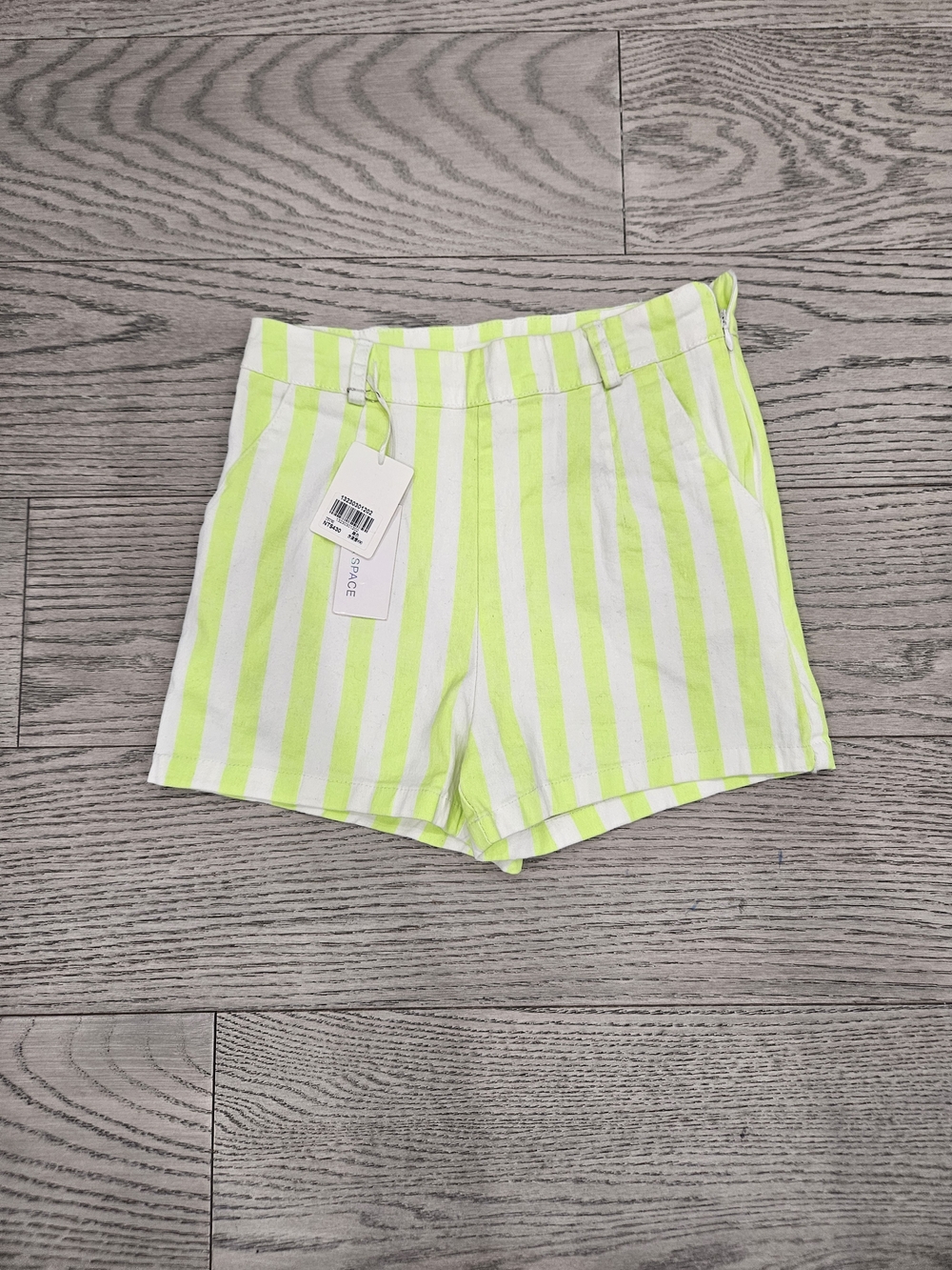 Air Space Neon Lime Stripe High-Waist Women’s Shorts